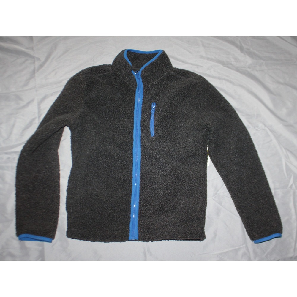 Boys zip up sherpa jacket blue size S 8 NEW